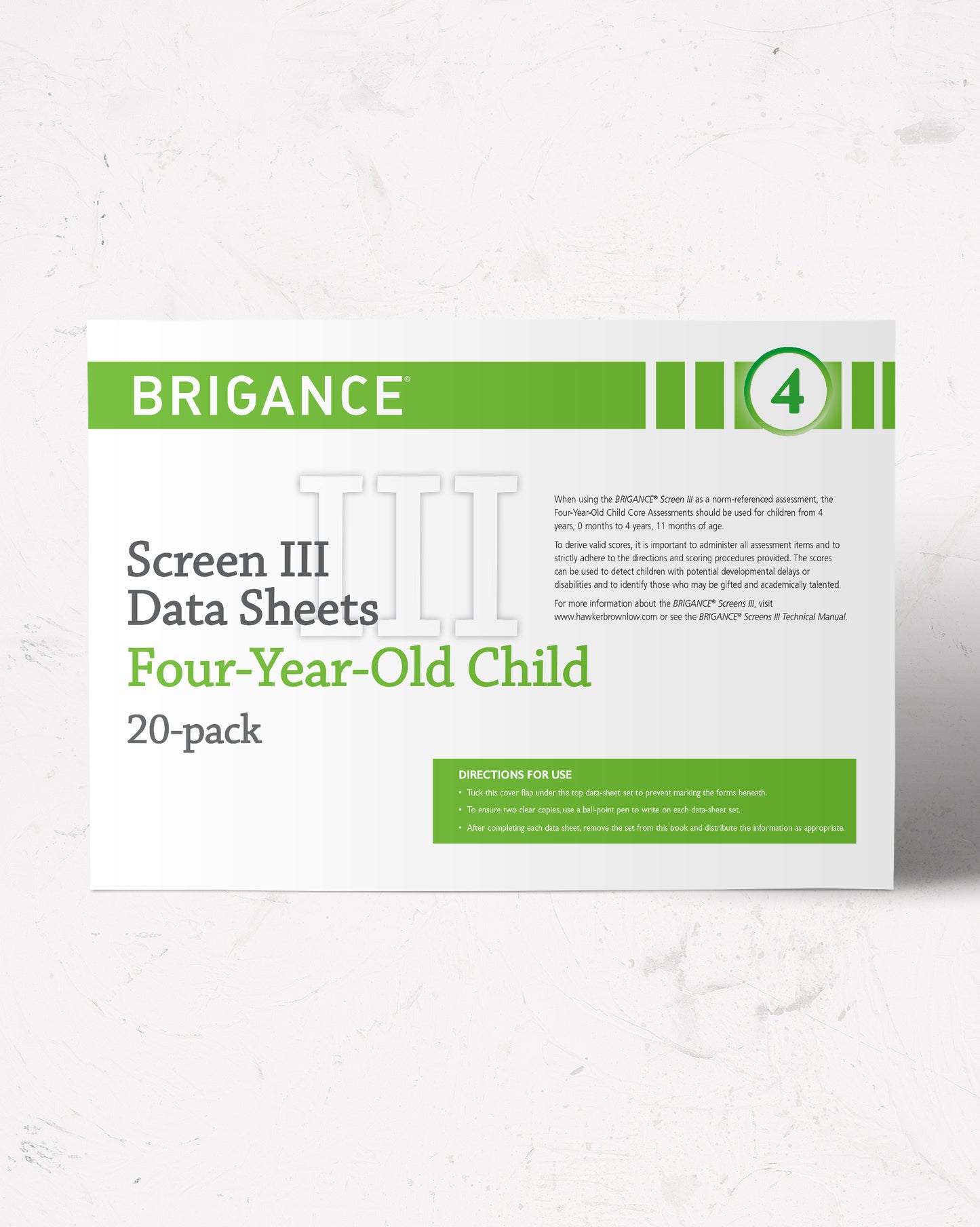 BRIGANCE: Screens III: Data Sheet 4-Year-Old (20 Pack)