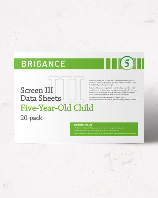 BRIGANCE: Screens III: Data Sheet 5-Year-Old (20 Pack)