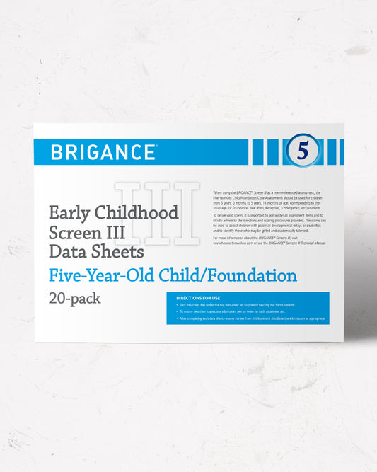 BRIGANCE: Screens III: Data Sheet Foundation (20 Pack)