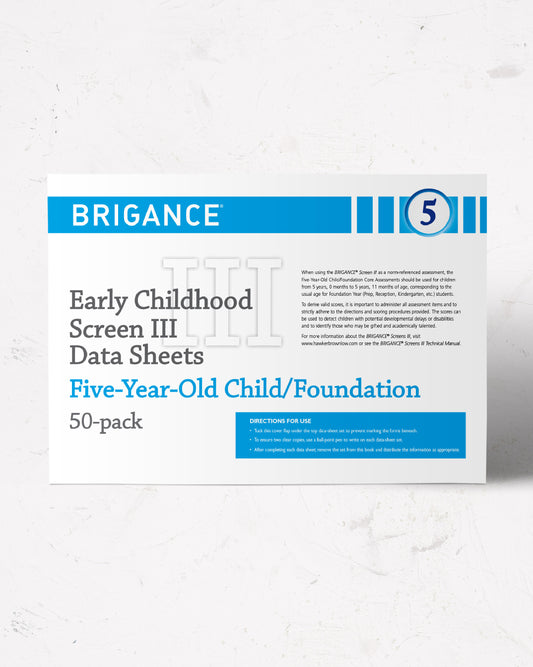 BRIGANCE: Screens III: Data Sheet Foundation (50 Pack)