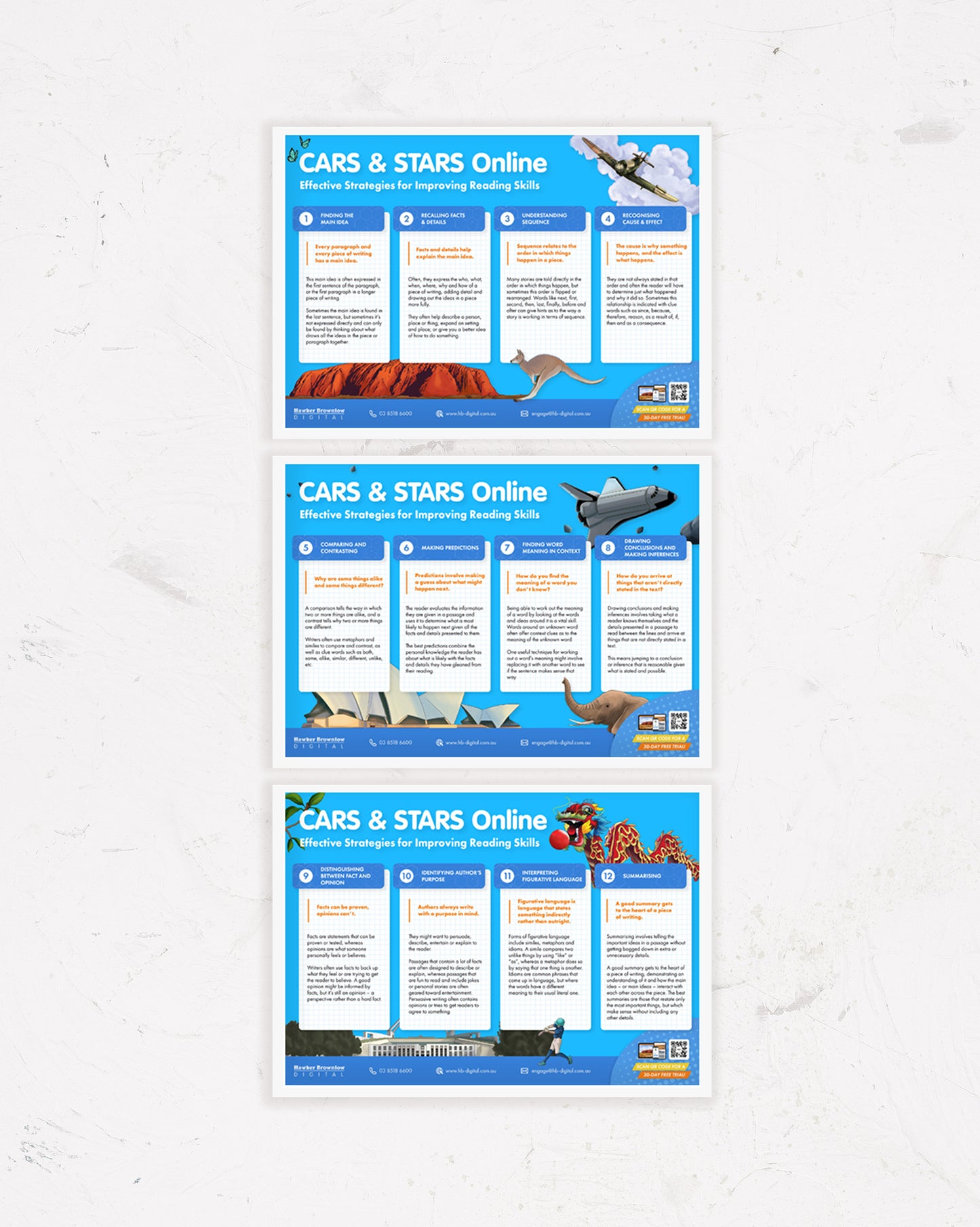 CARS & STARS A3 Posters - 12 Reading Strategies - Set of 3